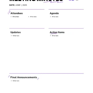 Business Meeting Notes Template – Professional Meeting Notes & Action Tracker