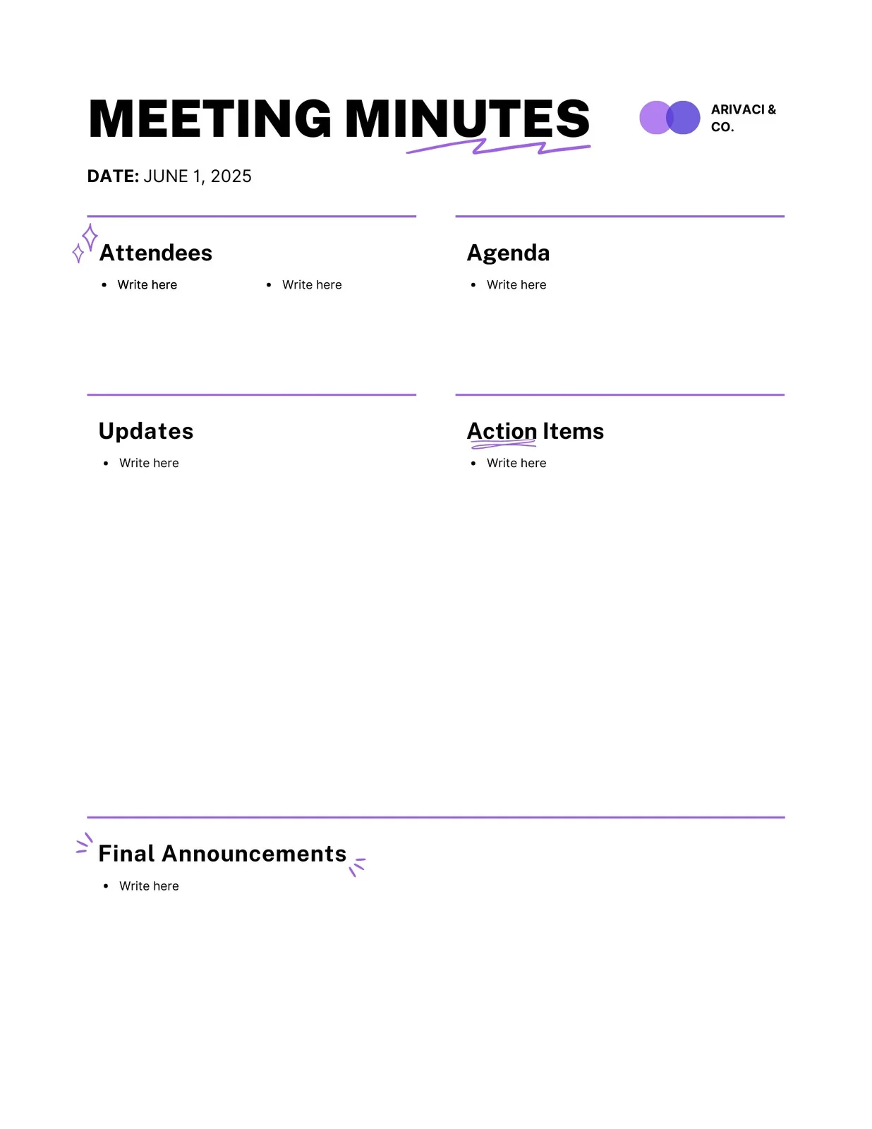 Business Meeting Notes Template – Professional Meeting Notes & Action Tracker
