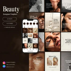 Instagram Growth Canva Template Pack – 30 Editable Social Media Post Designs