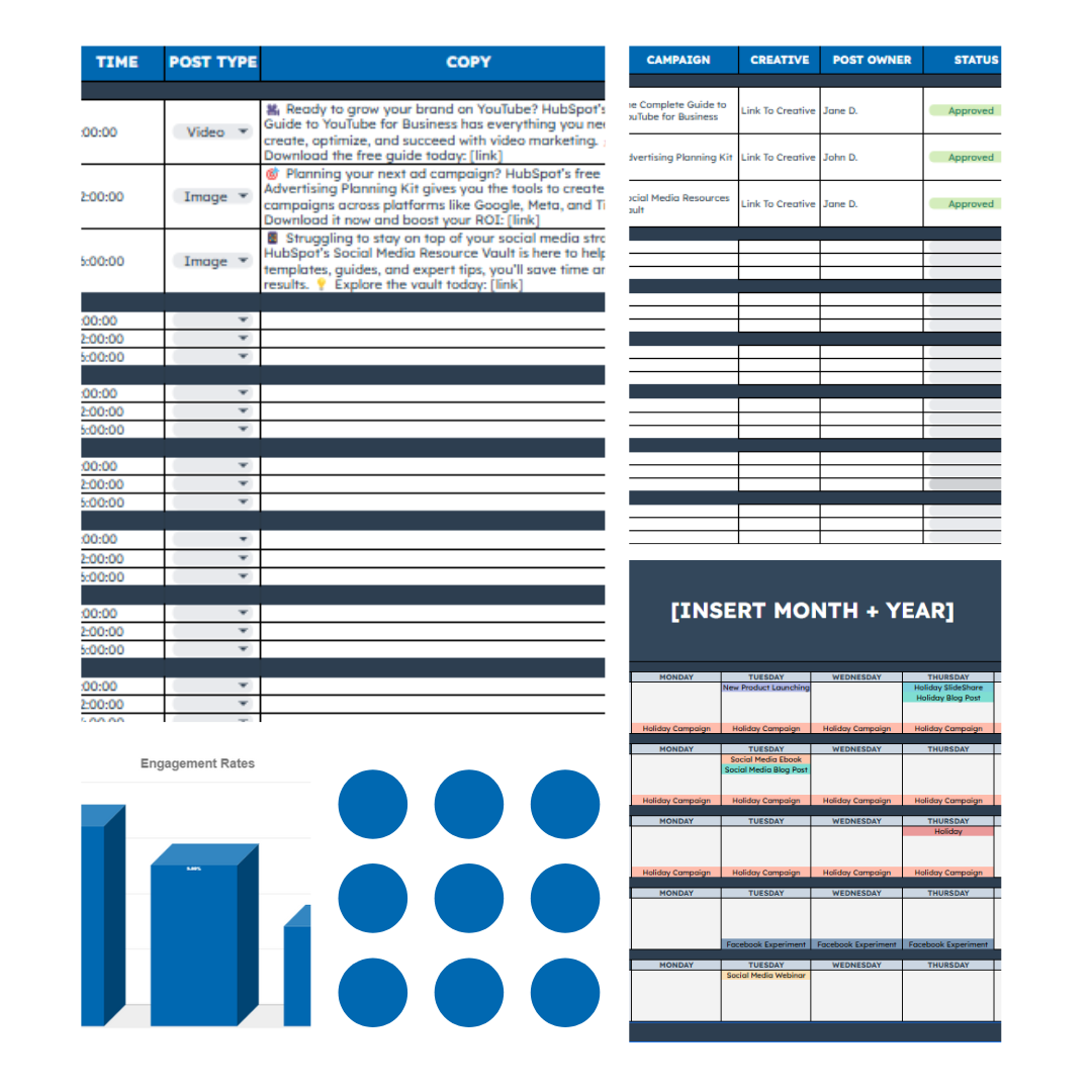 Content Calendar Planner Template – Social Media & Blog Content Organizer